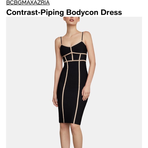 BCBGMAXAZRIA “Contrast-Piping Bodycon Dress” - Picture 3 of 4